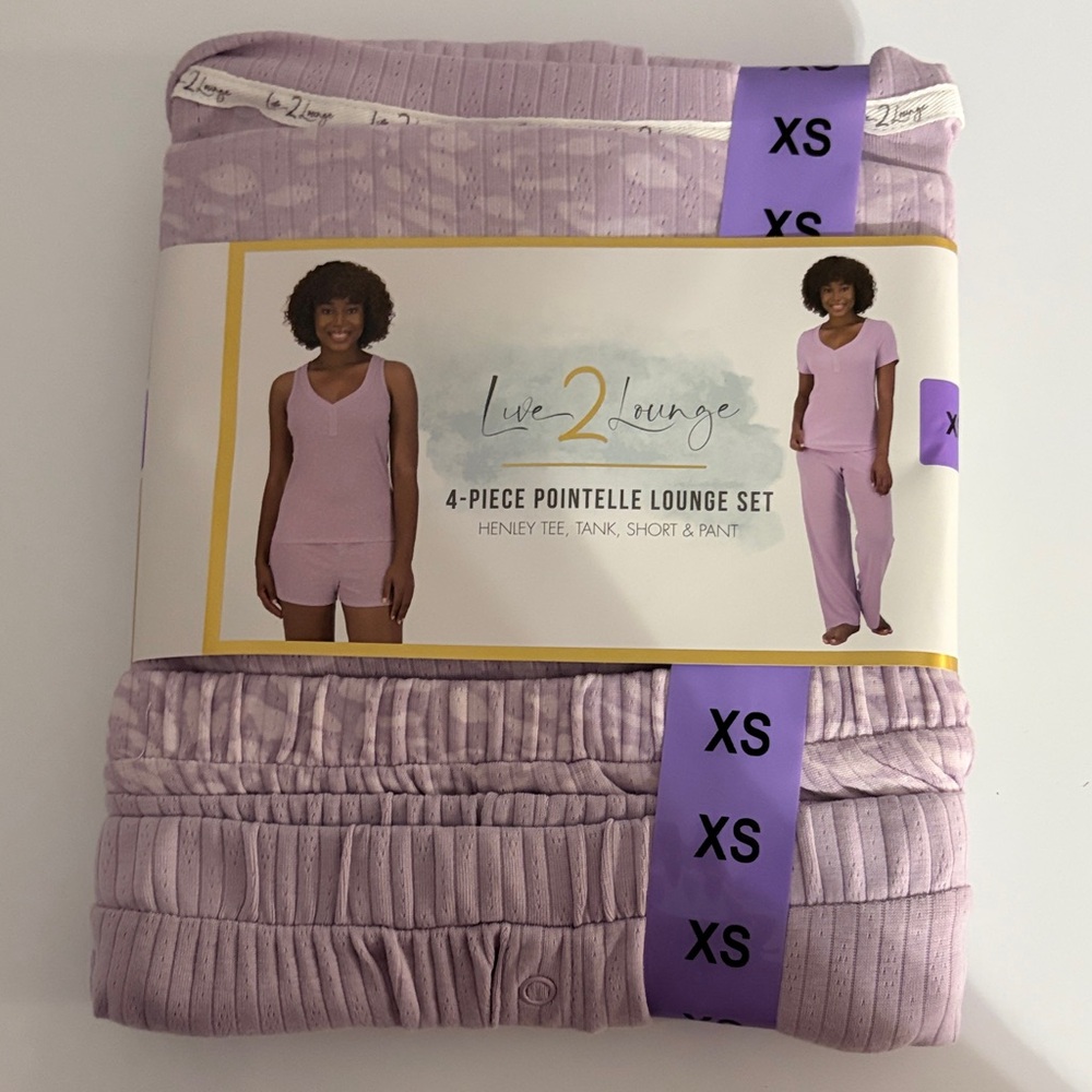 Live 2 Lounge Women's Lavender 4-Piece Pointelle Pajama Set